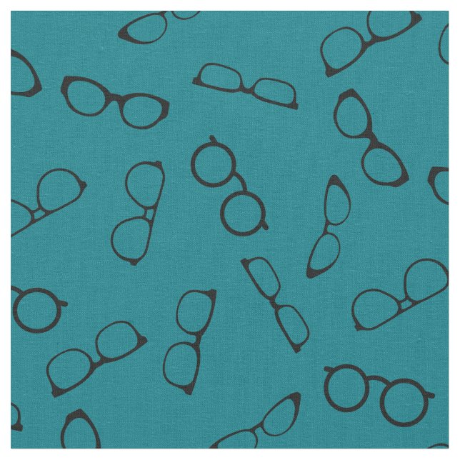 Glasses Cute Optician Optometrist Teal Fabric (Close Up)