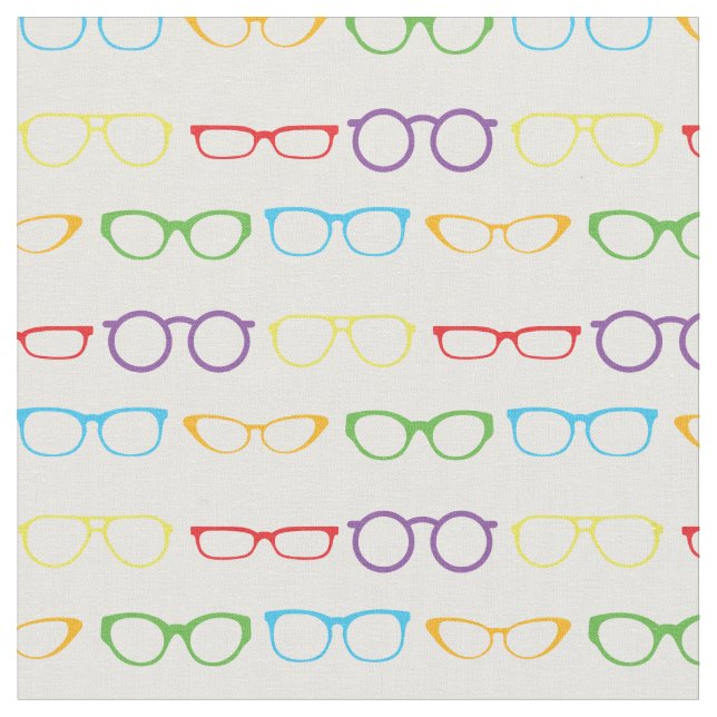 Glasses Cute Optician Rainbow White Fabric (Close Up)