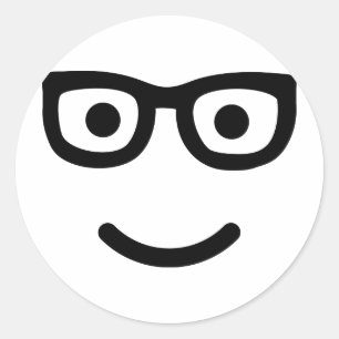 Glasses geek nerd classic round sticker