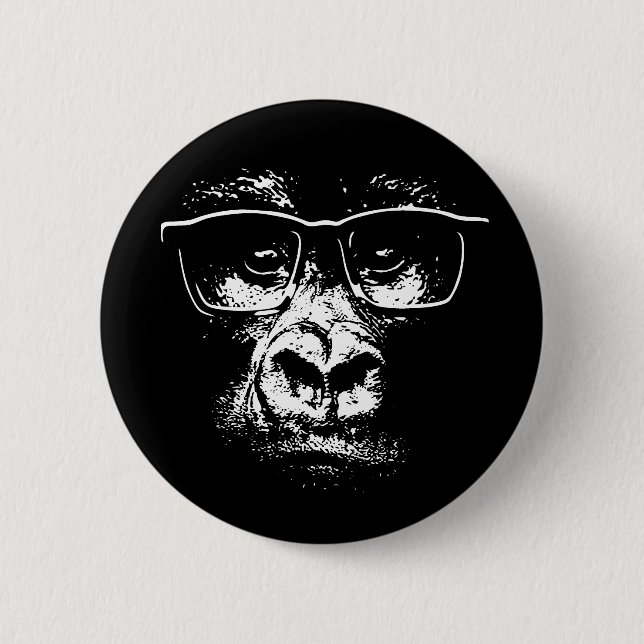 Glasses Gorilla 6 Cm Round Badge (Front)