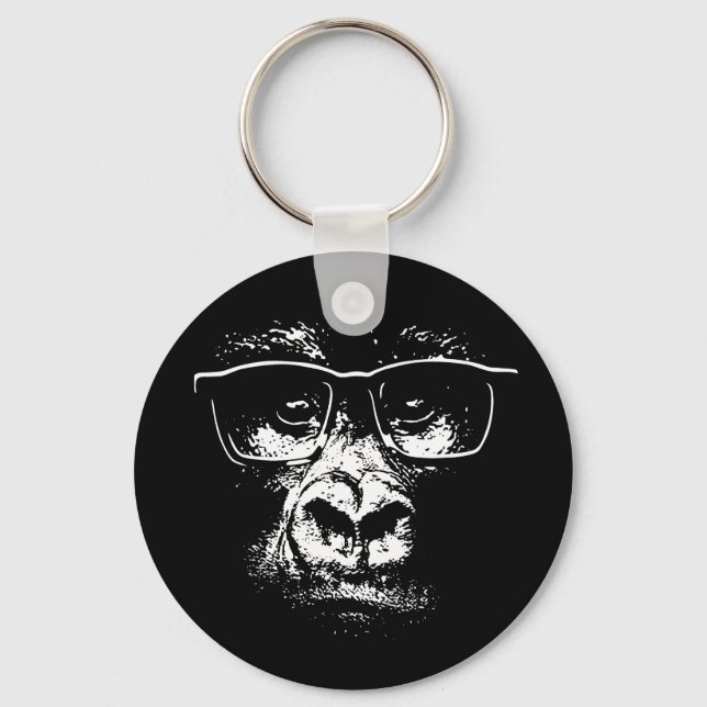 Glasses Gorilla Key Ring (Front)