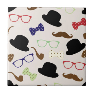 Glasses, Hats and Moustache Ceramic Tile