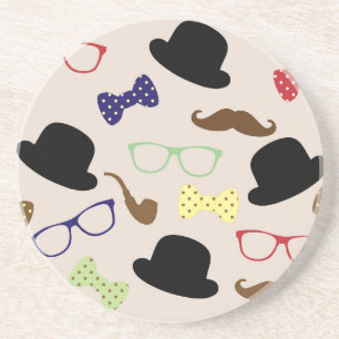 Glasses, Hats and Moustache Coaster