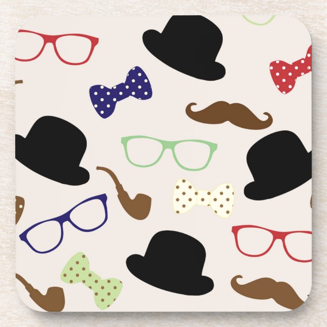 Glasses, Hats and Moustache Coaster (Front)