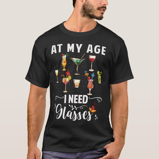 Glasses Humour Funny Aging Old People T-Shirt (Front)