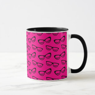 Glasses & Lashes Black On Pink Mug
