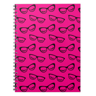 Glasses & Lashes Black On Pink Notebook