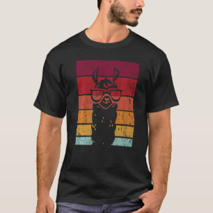 Glasses Llama Retro Style Alpaca Llama Vicuña Lami T-Shirt