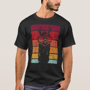 Glasses Llama Retro Style Alpaca Llama Vicuña Lami T-Shirt