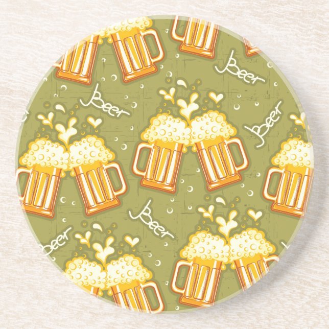 Glasses Of Beer Pattern Coaster (Front)