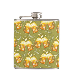 Glasses Of Beer Pattern Hip Flask