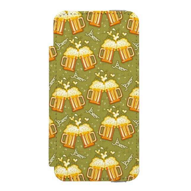 Glasses Of Beer Pattern Incipio iPhone Wallet Case (Folio Front)