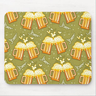 Glasses Of Beer Pattern Mouse Pad