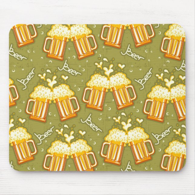 Glasses Of Beer Pattern Mouse Pad (Front)