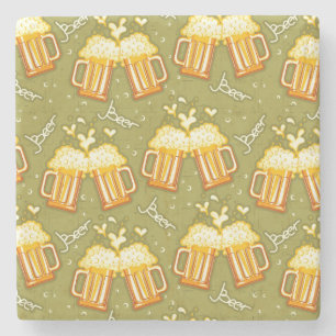 Glasses Of Beer Pattern Stone Coaster