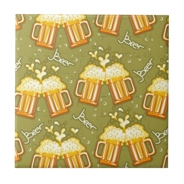 Glasses Of Beer Pattern Tile (Front)