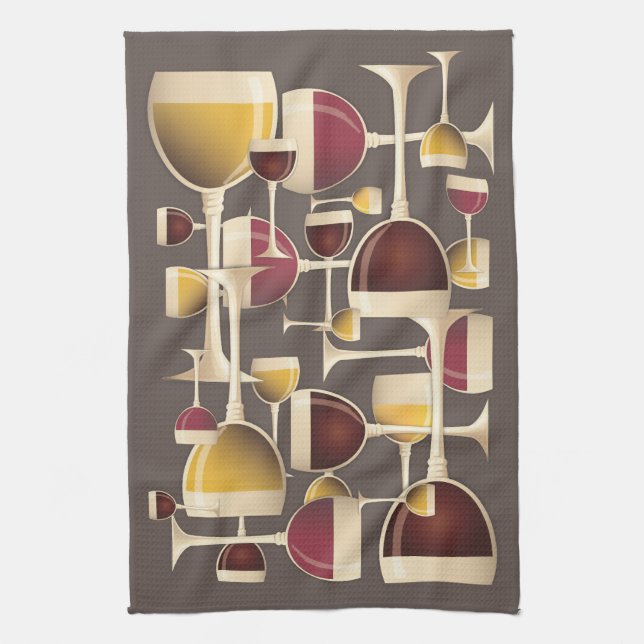 Glasses of Red and White Wine Kitchen Towel (Vertical)