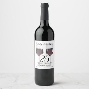 Glasses of red wine wine label