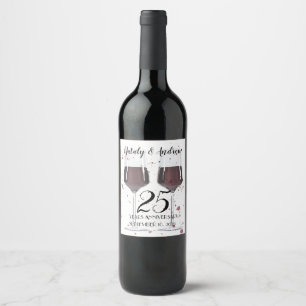 Glasses of red wine wine label