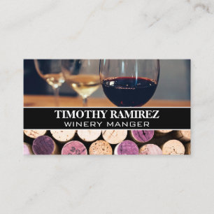 Glasses of Varietal Wines Corks Business Card