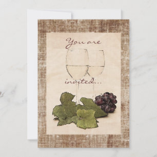 Glasses of white wine with grapes dinner invite
