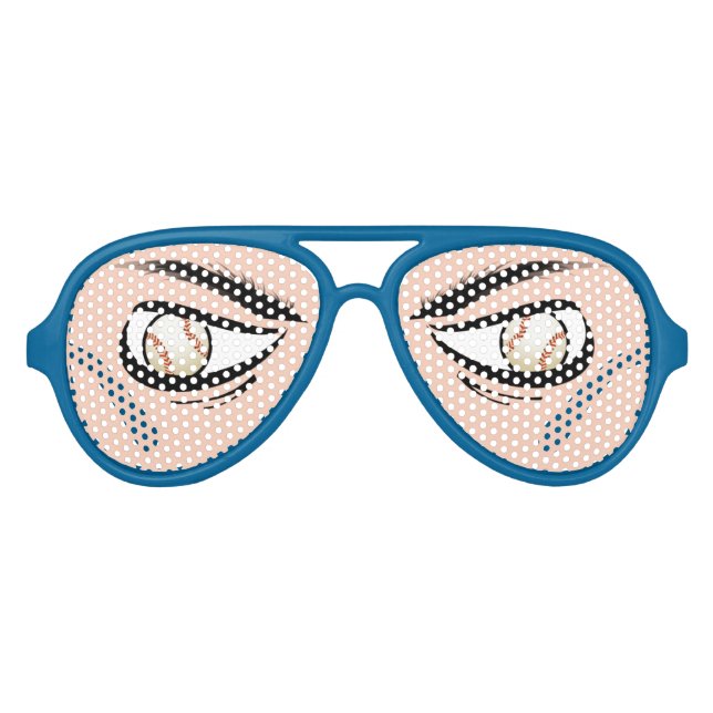 Glasses With Baseball Funny Eyes (Front)