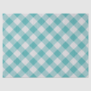 Glassic Teal Gingham Checks Pattern Geometric Tissue Paper