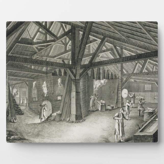 Glassmaking factory, from the 'Encyclopaedia' by D Plaque (Front)