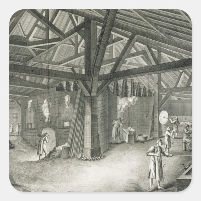 Glassmaking factory, from the 'Encyclopaedia' by D Square Sticker (Front)