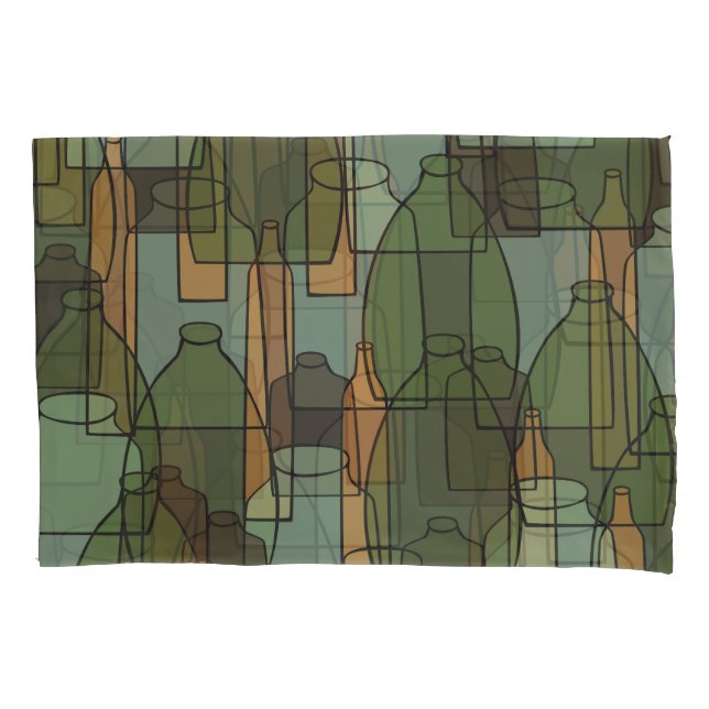 Glassware Galore: Vintage Bottle Pattern Pillowcase (Front)