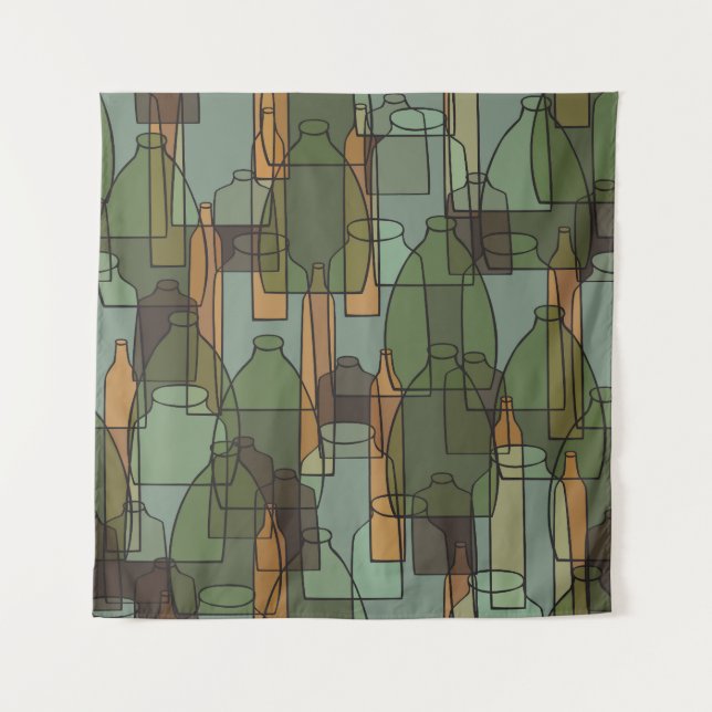 Glassware Galore: Vintage Bottle Pattern Tapestry (Front)