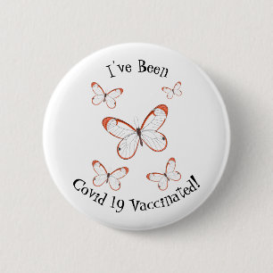 Glasswing butterfly cartoon illustration 6 cm round badge