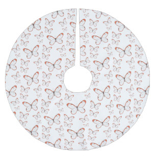 Glasswing butterfly cartoon illustration  brushed polyester tree skirt
