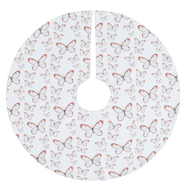 Glasswing butterfly cartoon illustration  brushed polyester tree skirt (Front)