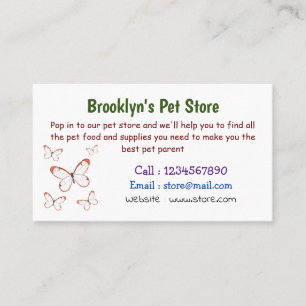 Glasswing butterfly cartoon illustration business card