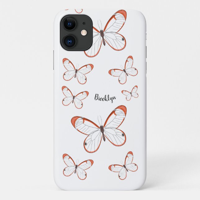Glasswing butterfly cartoon illustration  Case-Mate iPhone case (Back)