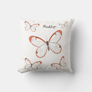 Glasswing butterfly cartoon illustration cushion