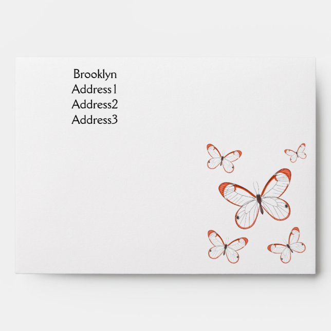 Glasswing butterfly cartoon illustration envelope (Front)