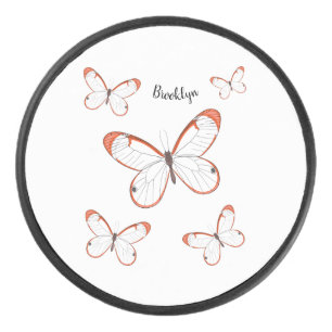 Glasswing butterfly cartoon illustration hockey puck