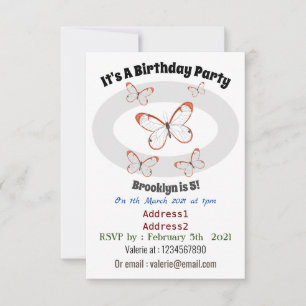 Glasswing butterfly cartoon illustration invitation