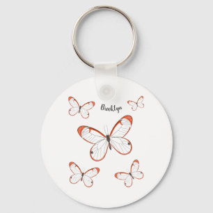 Glasswing butterfly cartoon illustration key ring
