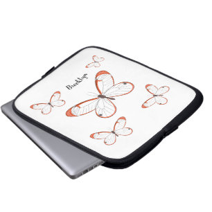 Glasswing butterfly cartoon illustration laptop sleeve