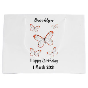 Glasswing butterfly cartoon illustration large gift bag