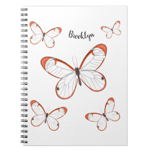 Glasswing butterfly cartoon illustration notebook