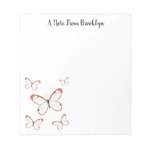 Glasswing butterfly cartoon illustration notepad