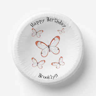 Glasswing butterfly cartoon illustration paper plate