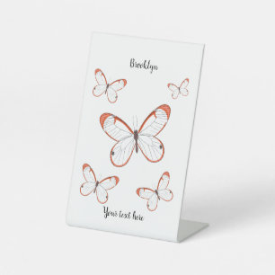 Glasswing butterfly cartoon illustration  pedestal sign