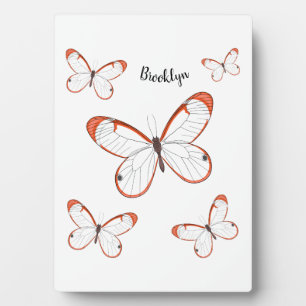 Glasswing butterfly cartoon illustration plaque