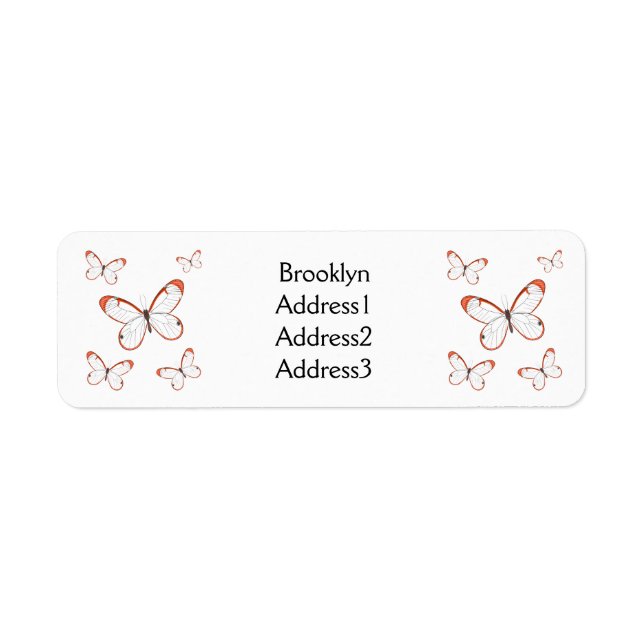 Glasswing butterfly cartoon illustration return address label (Front)
