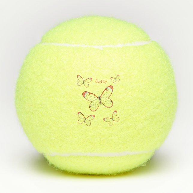 Glasswing butterfly cartoon illustration  tennis balls (Front)
